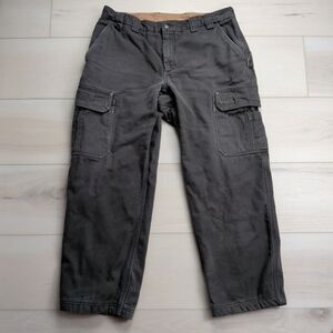 Duluth Trading Pants Mens 36x30 Gray Fire Hose Fleece Lined Relaxed Fit Cargo